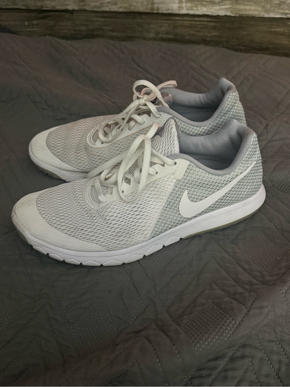 Nike Women’s Light Gray and White Mesh Training Sneakers
